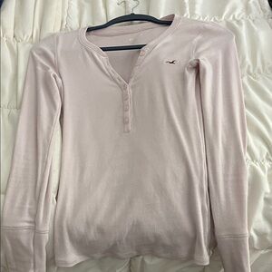 Hollister Pink Henley long sleeve